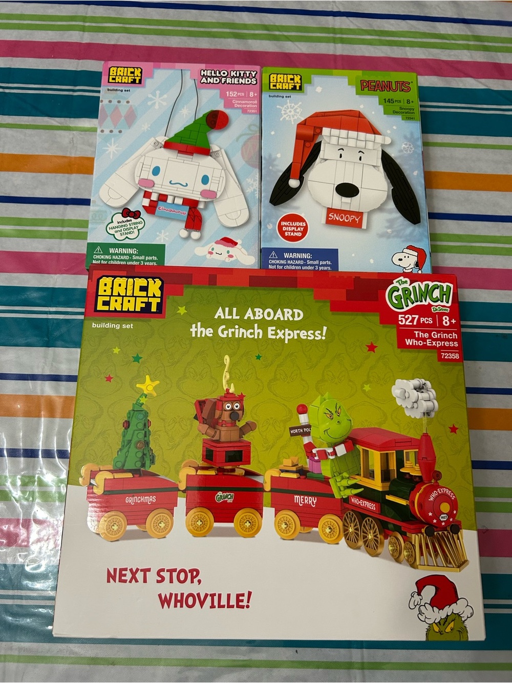 NWT brick craft building set (Bundle) peanuts, cinnamoroll and grinch express